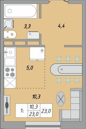 Продажа 1-комнатной квартиры 25 м², 8/24 этаж