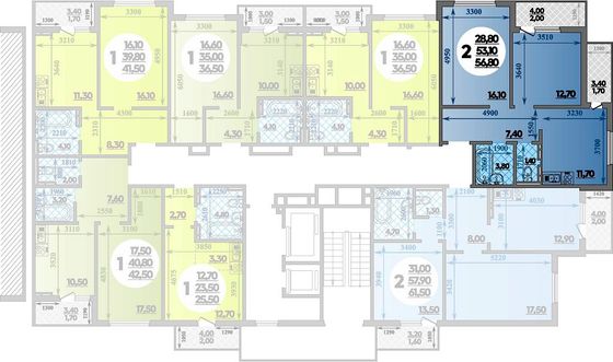 56,8 м², 2-комн. квартира, 3/18 этаж