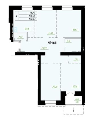 118,8 м², 4-комн. квартира, 3/9 этаж