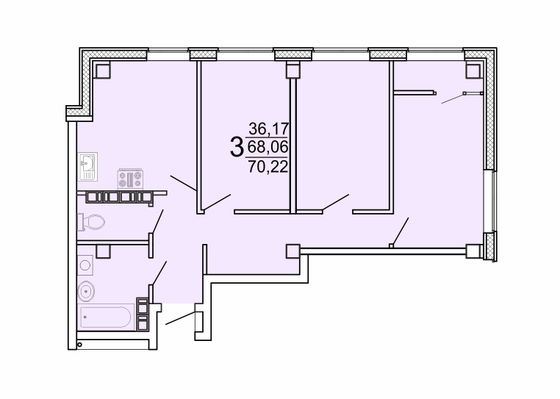 73,3 м², 3-комн. квартира, 24/25 этаж