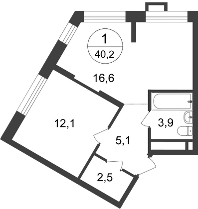 Продажа 1-комнатной квартиры 40,2 м², 20/20 этаж