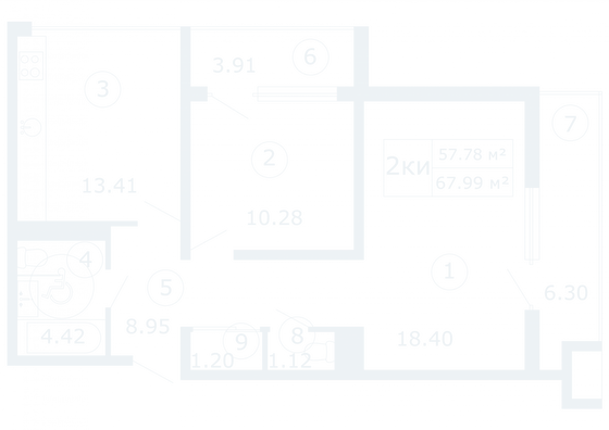 Продажа 2-комнатной квартиры 68 м², 1/12 этаж