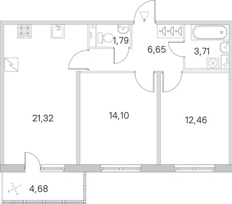 Продажа 2-комнатной квартиры 61,4 м², 2/5 этаж