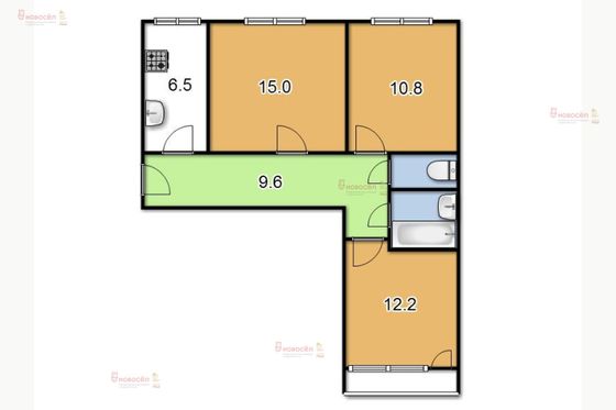 Продажа 3-комнатной квартиры 57 м², 6/9 этаж