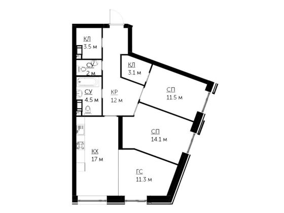 Продажа 3-комнатной квартиры 78,9 м², 19/34 этаж