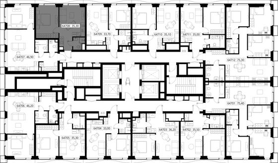 Продажа 1-комнатной квартиры 35,3 м², 47/48 этаж