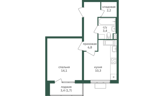 Продажа 1-комнатной квартиры 38,5 м², 24/26 этаж