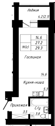 Продажа 1-комнатной квартиры 29,3 м², 8/10 этаж