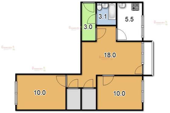 Продажа 3-комнатной квартиры 56 м², 5/5 этаж