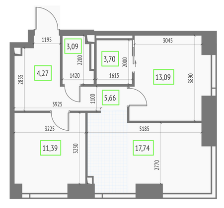 Продажа 2-комнатной квартиры 58,9 м², 7/57 этаж