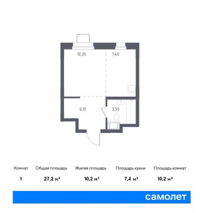 27,2 м², студия, 16/17 этаж