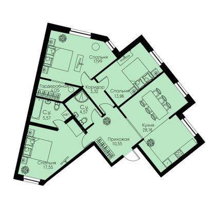 Продажа 3-комнатной квартиры 105,7 м², 2/11 этаж