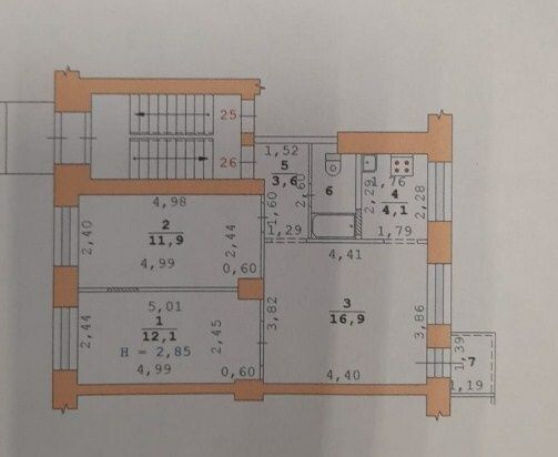 Продажа 3-комнатной квартиры 52 м², 1/4 этаж