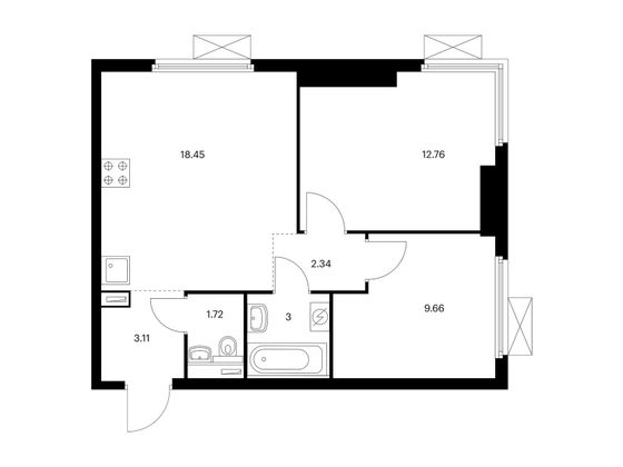 Продажа 2-комнатной квартиры 51 м², 13/33 этаж