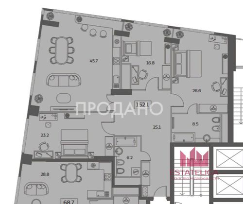 Продажа 4-комнатной квартиры 152,1 м², 25/29 этаж