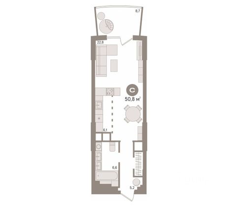 Продажа квартиры-студии 42,1 м², 16/41 этаж