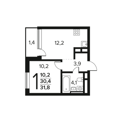 Продажа 1-комнатной квартиры 31,8 м², 5/11 этаж