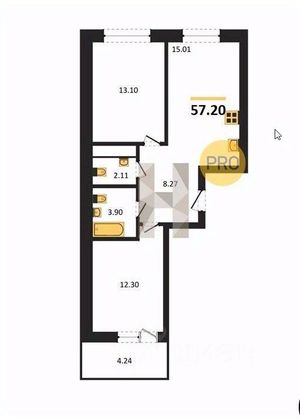 Продажа 2-комнатной квартиры 57,2 м², 11/23 этаж