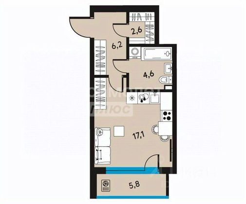 Продажа квартиры-студии 33,4 м², 20/30 этаж