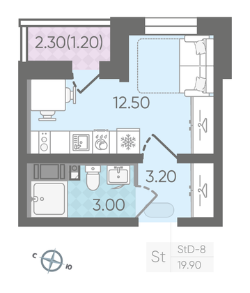 Продажа квартиры-студии 19,9 м², 22/25 этаж