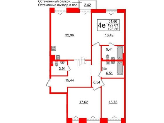 Продажа 3-комнатной квартиры 122,6 м², 5/7 этаж