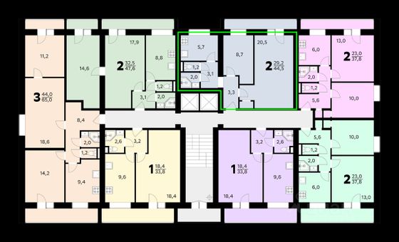 Продажа 2-комнатной квартиры 44,5 м², 5/14 этаж