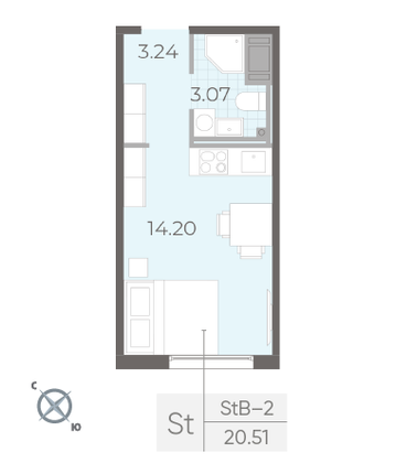 Продажа квартиры-студии 20,5 м², 17/17 этаж