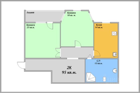 Продажа 2-комнатной квартиры 94,9 м², 4/12 этаж