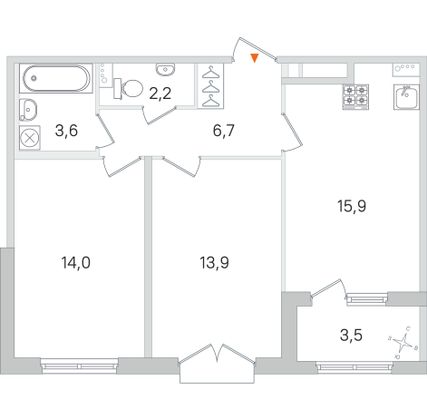 Продажа 2-комнатной квартиры 58 м², 2/4 этаж