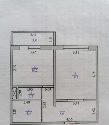 Продажа 1-комнатной квартиры 39,2 м², 2/10 этаж