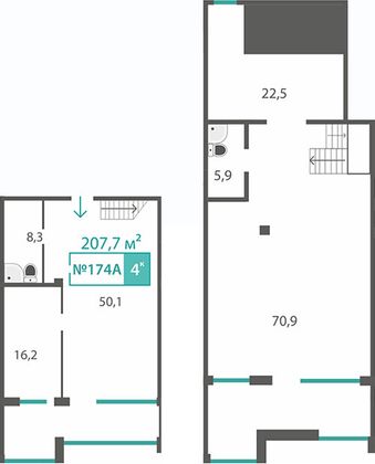 207,7 м², 4-комн. квартира, 8/11 этаж