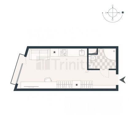 Продажа квартиры-студии 26,5 м², 6/13 этаж