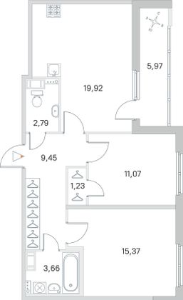 Продажа 2-комнатной квартиры 66,5 м², 2/4 этаж