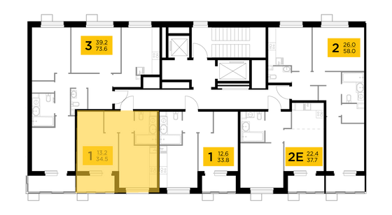 Продажа 1-комнатной квартиры 34,5 м², 12/14 этаж