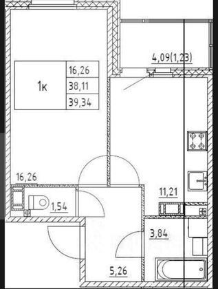 Продажа 1-комнатной квартиры 38,1 м², 9/10 этаж