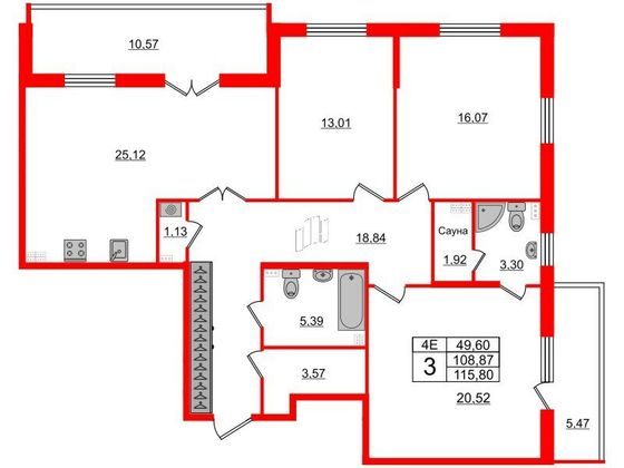 Продажа 3-комнатной квартиры 108,9 м², 4/5 этаж