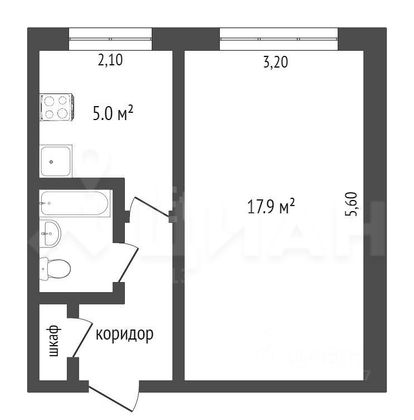 Продажа 1-комнатной квартиры 30,6 м², 2/5 этаж