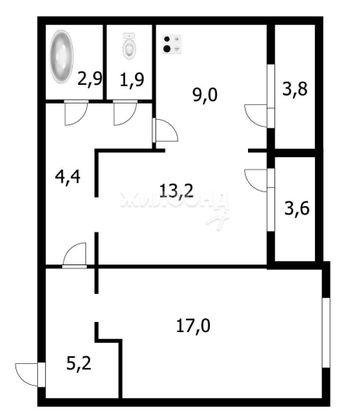 Продажа 2-комнатной квартиры 56,6 м², 16/17 этаж