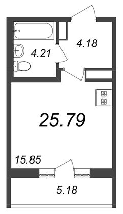 Продажа квартиры-студии 25,8 м², 6/12 этаж