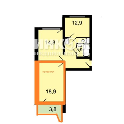 Продажа 1 комнаты, 18,9 м², 15/17 этаж