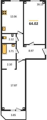 Продажа 2-комнатной квартиры 64 м², 1/9 этаж