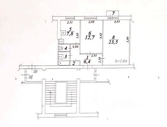 Продажа 2-комнатной квартиры 56,1 м², 3/5 этаж