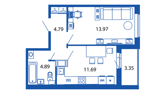Продажа 1-комнатной квартиры 37 м², 2/12 этаж