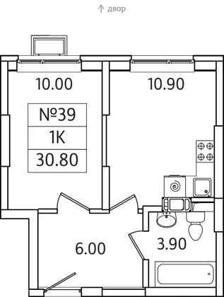 30,8 м², 1-комн. квартира, 6/21 этаж