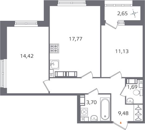 Продажа 2-комнатной квартиры 59,5 м², 16/17 этаж