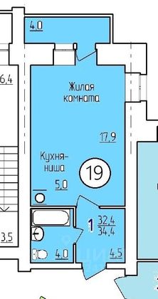 Продажа квартиры-студии 34,5 м², 5/16 этаж