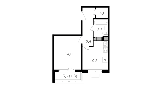 Продажа 1-комнатной квартиры 38,2 м², 5/27 этаж