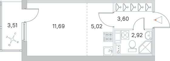 Продажа квартиры-студии 24,3 м², 2/4 этаж