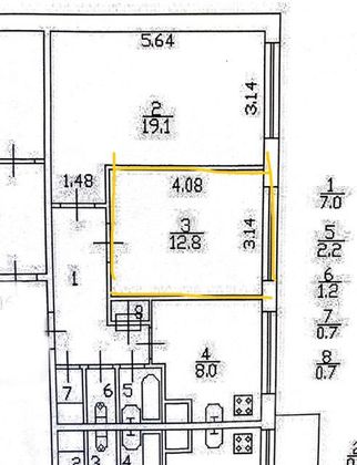 Продажа 1 комнаты, 12,8 м², 5/10 этаж