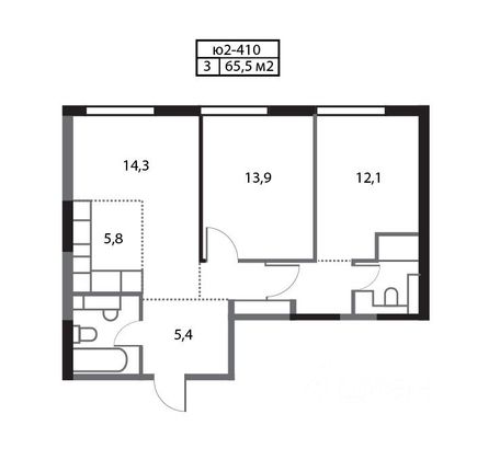 Продажа 3-комнатной квартиры 65,5 м², 19/30 этаж